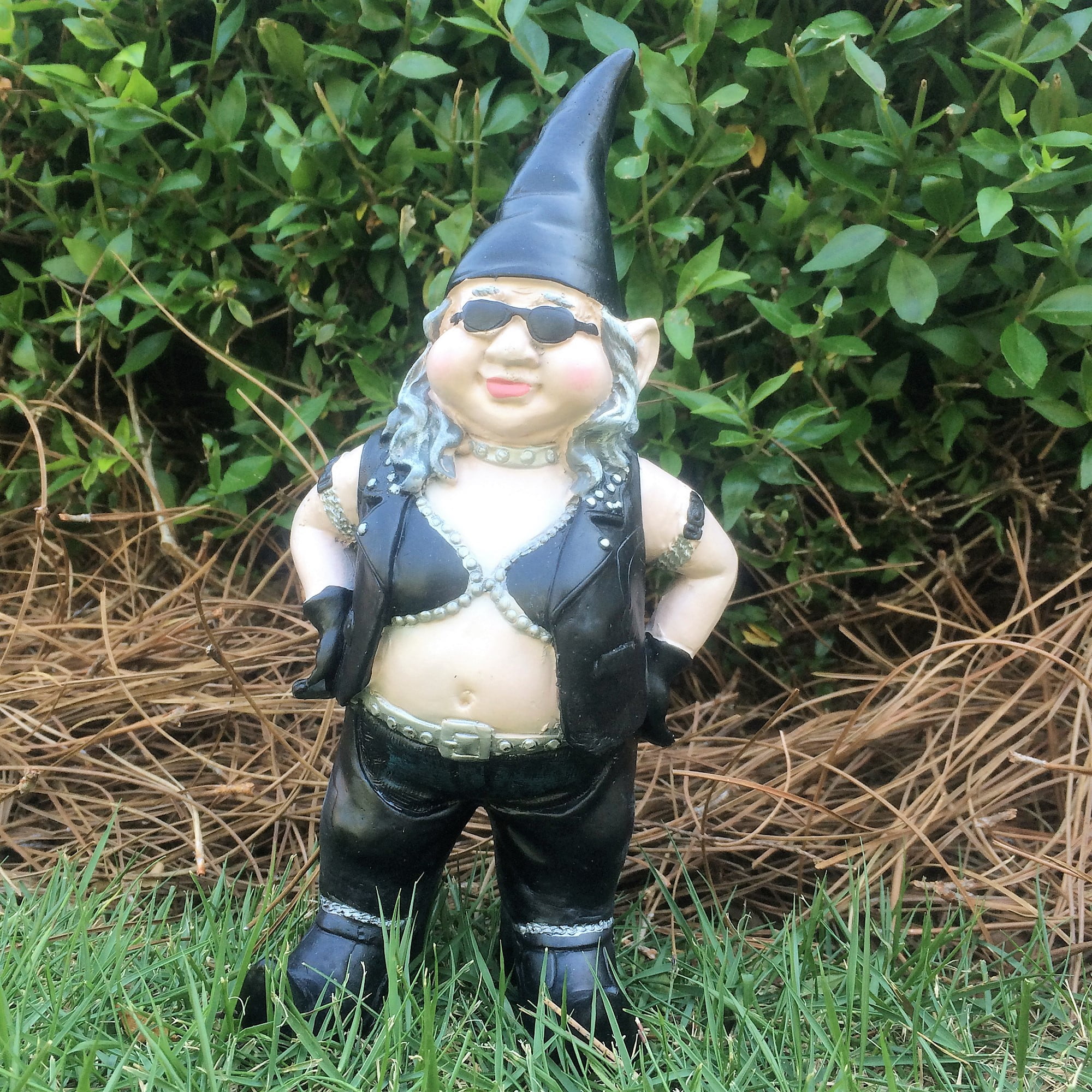 Homestyles "Biker Dude & Babe" the 8.5"H Biker Gnomes in Leather Motorcycle Riding Gear Home & Garden Figurine