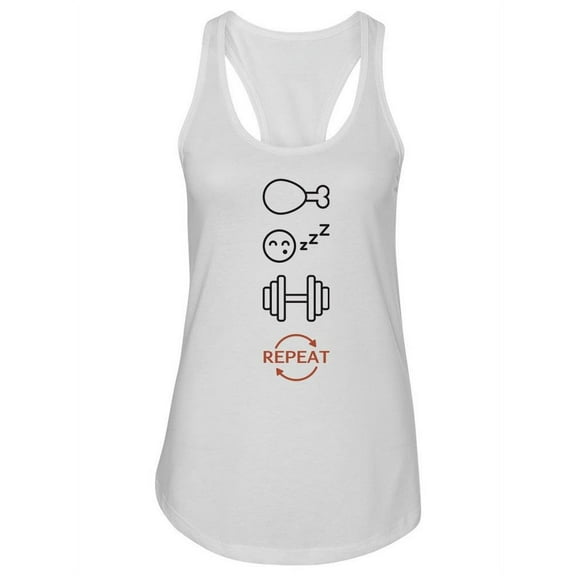 Eat Sleep Train Repeat Icons Tank Women -Image by Shutterstock, Female Large