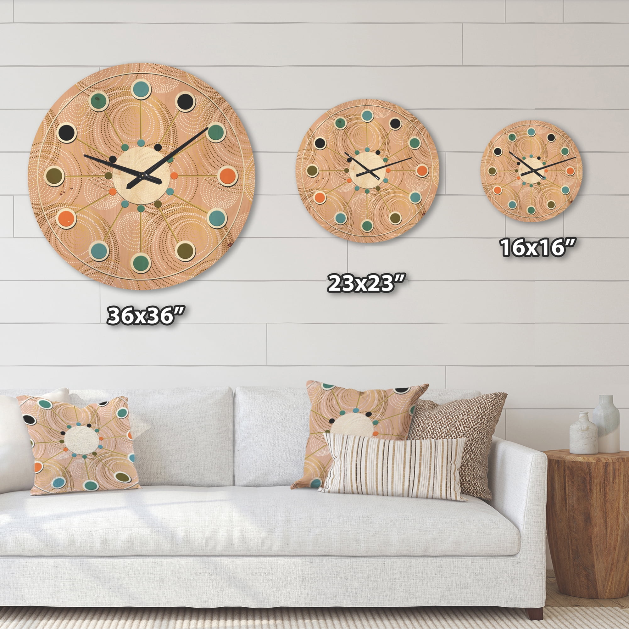 Designart 'Gold Rose Abstract Geometry Luxury' Mid-Century Modern Wood Wall Clock