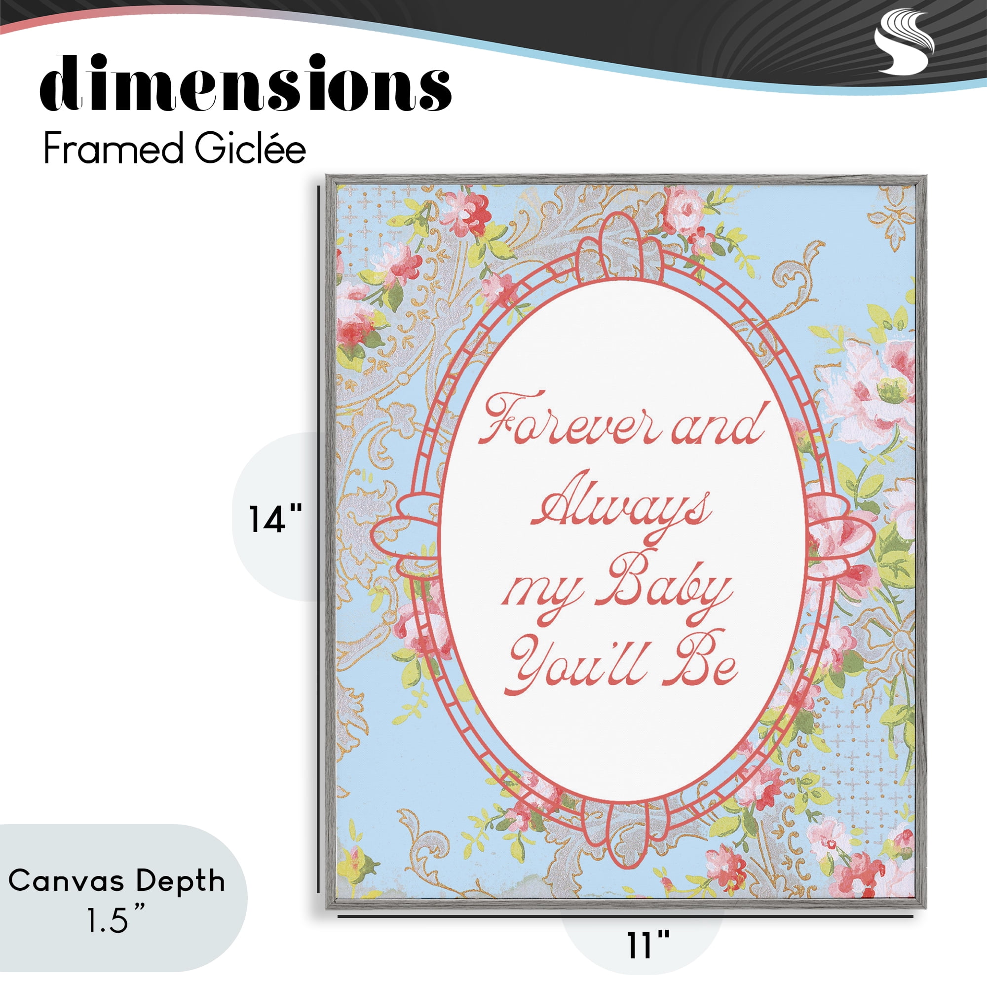 Stupell Industries Forever And Always My Baby Gray Framed Giclee Art, design by Lil' Rue