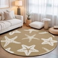 thumbnail image 2 of Round Area Rugs 6Ft, Beige Brown Starfish Coastal Non-Slip Washable Circle Rugs Carpet, Nautical Summer Ocean Abstract Art Indoor Outdoor Rug Floor Mats Throw Runner for Bedroom Living Room Bathroom, 2 of 8