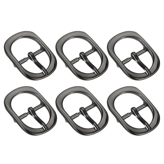 Uxcell 6Pack 0.75" Single Prong Belt Buckle Oval Center Bar Buckles for Leather Craft, Dark Grey