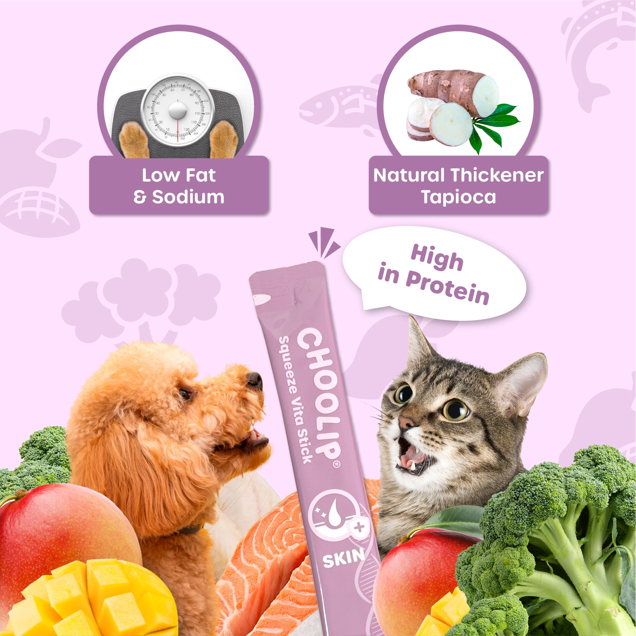 Choolip Vita Stick Skin and Coat Support Lickable Treats for Cats & Dogs, 25.9 oz (49ct)