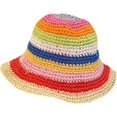 thumbnail image 5 of CoCopeaunts Straw Bucket Hat for Women Sun Shade Woven Wide Brim Fisherman Hat Foldable Floppy Rainbow Striped Crochet Bucket Cap, 5 of 8