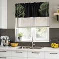 thumbnail image 4 of Sage Green Rose Curtain Valances for Windows, Kitchen Valance Window Treatments Panel 2 Pack, Vintage Abstract Garden Flower Floral Black Rod Pocket Short Curtains for Bathroom Bedroom 42 x 18 Inch, 4 of 8