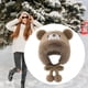 thumbnail image 5 of Gorro térmico con orejas de oso de peluche para adultos, ideal para escalada y esquí. Caqui, 5 of 8