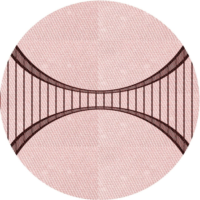 Ahgly Company Machine Washable Indoor Round Transitional Pink Bubble Gum Pink Area Rugs, 3' Round