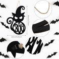 thumbnail image 2 of Halloween Door Hanger Black Boo Door Sign Decor Round Wood Hanging Sign Personalized Rustic Door Hanger Sign Wooden Halloween Wall (Black Cat Style), 2 of 4