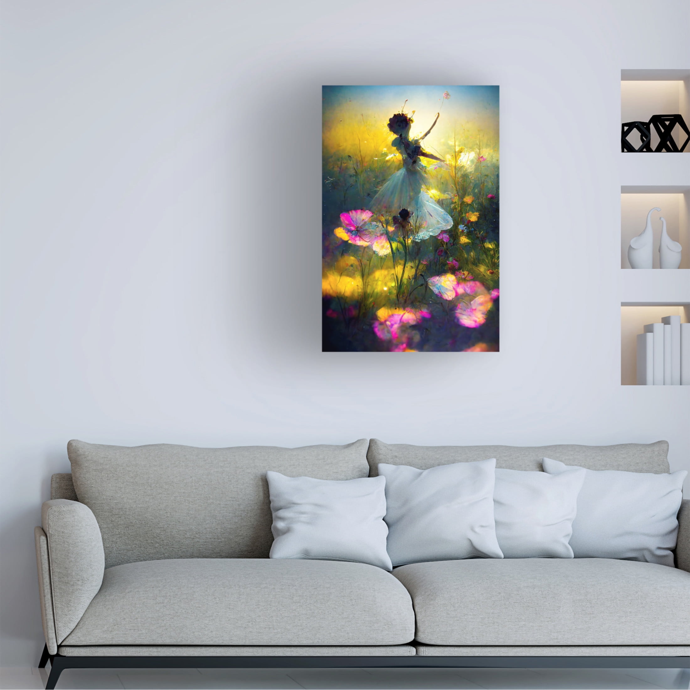 Canvas Wall Art - Ray Heere 'Flower Dance 3' Wall Art for Living Room, Bedroom, or Office Décor by Trademark Fine Art - 12 x 19 Inches