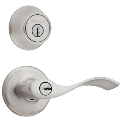 UPC 883351276542 product image for Kwikset 690 Balboa Keyed Door Lever and Sgl Cyl Deadbolt Combo Pack in SN | upcitemdb.com