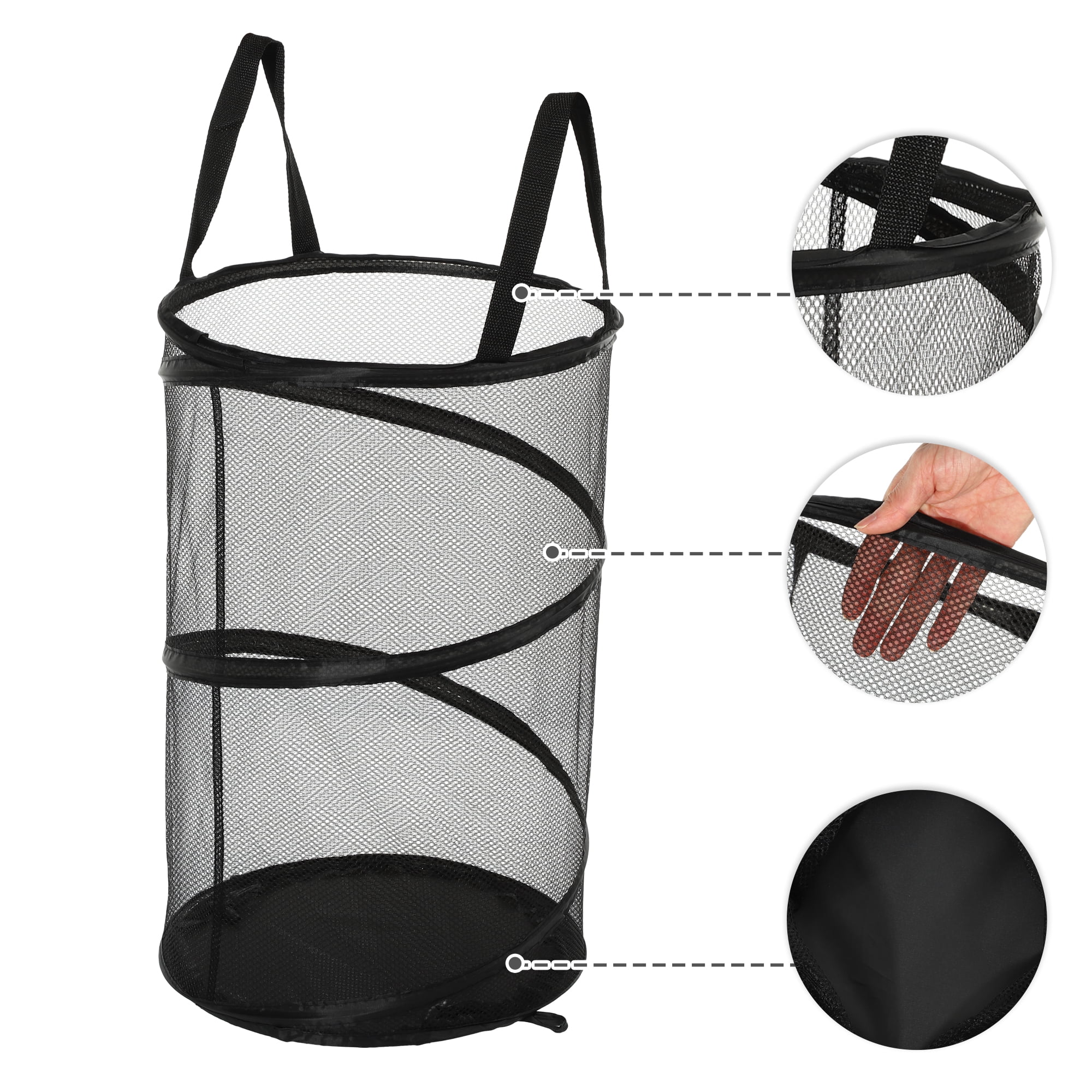 Unique Bargains Folding Laundry Basket for Bathroom 1 Pc Black-20L
