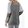 thumbnail image 5 of Nlife Women Stripes Leopard Crew Neck Long Sleeve Pocket Shirt, 5 of 7