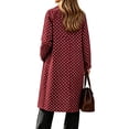 thumbnail image 4 of Hzzrkos Women's Polka Dot Long Coat, Lapel Collar Button Front Long Sleeve Casual Overcoat, Printed Lightweight Outerwear for Everyday Wear and Layering, 4 of 5