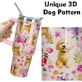 thumbnail image 2 of Goldendoodle Tumbler 40oz - Insulated Stainless Steel Travel Mug with 3D-Printed Dogs & Vintage Floral Design - Perfect Gift for Dog Lovers & Owners, 2 of 6