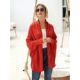 thumbnail image 2 of Women'S - Batwing Cable Knitted Slouchy Oversized Wrap Cardigan Sweater Rust  Size, 2 of 8