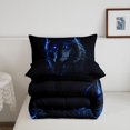 thumbnail image 5 of Manfei Jungle Animal Queen Comforter Set,Wild Wolf Comforter Sets Queen,Black,Black Reversible,3 Pieces,1 Comforter and 2 Pillowcases, 5 of 7