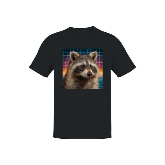 Retro Raccoon Cosmic Grid Men's T-shirt