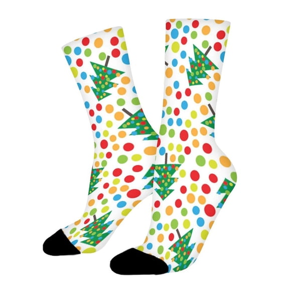 Christmas Polka Dots Colorful Funny Novelty Crew Socks for Women Men Sports