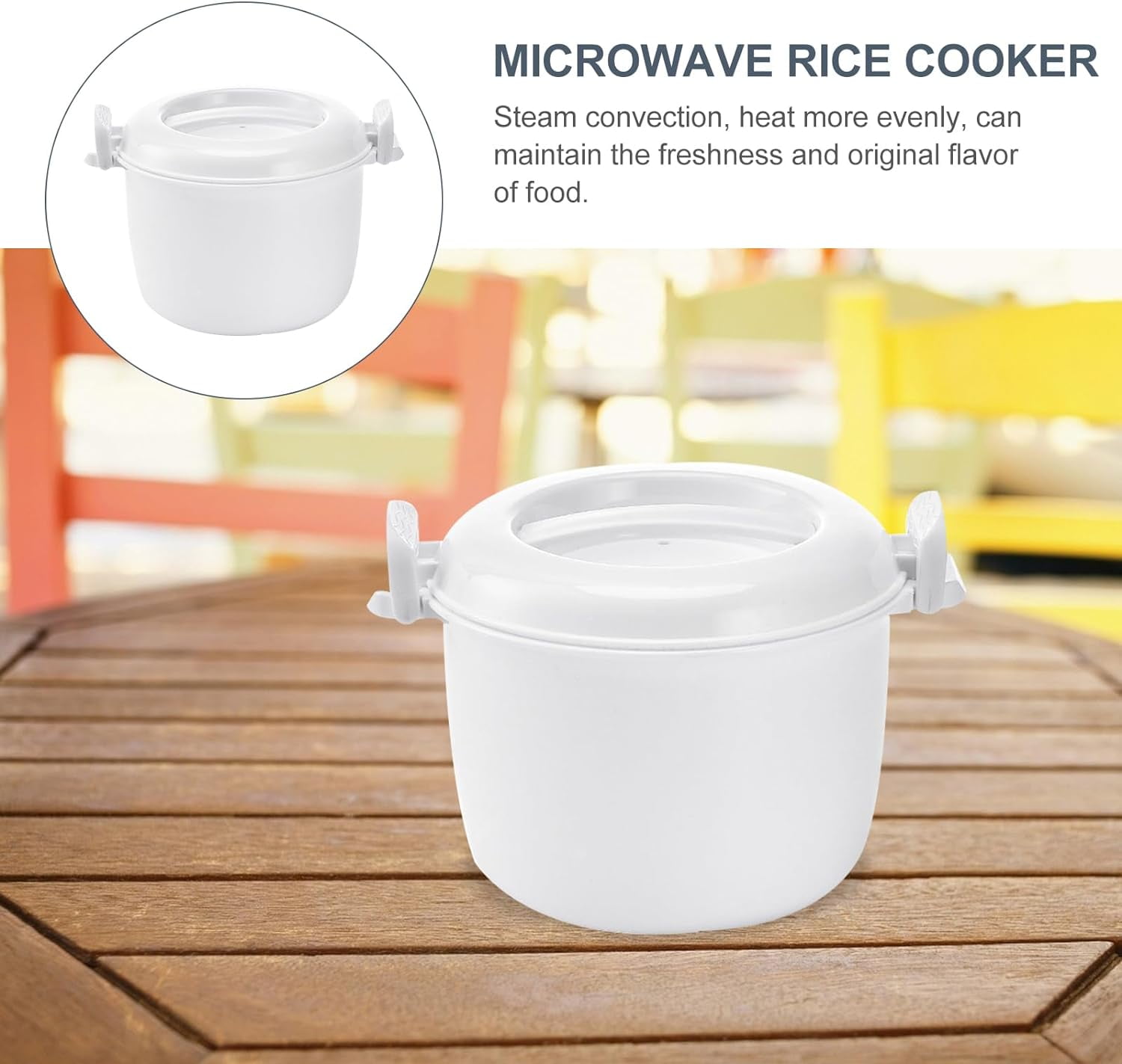 ABCISI Microwave Rice Cooker, Mini Microwave Steamer, Microwave Rice Maker Vegetable Steamer Pot, Microwave Cookware with Lid for Rice Vegetables, 18X18X15CM