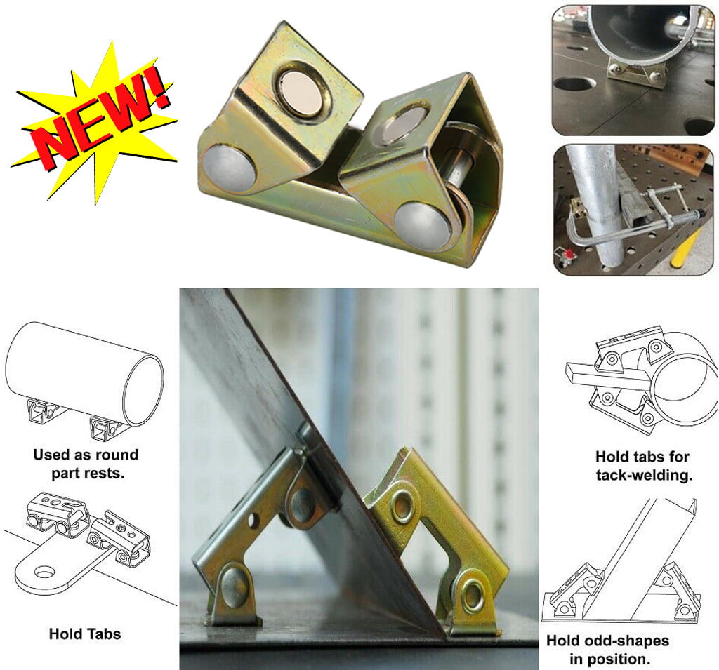 Steel Magnetic Welding Clamps Holder Suspender Fixture Adjustable V Pads Strong