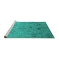 thumbnail image 2 of Ahgly Company Machine Washable Indoor Round Oriental Turquoise Blue Industrial Area Rugs, 3' Round, 2 of 4