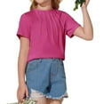 thumbnail image 6 of Girls Summer Short Sleeved Pleated T Shirts Kids Children Solid Color Casual Tops, 6 of 6