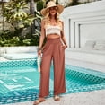 thumbnail image 2 of Yesfashion Womens Elastic High Waisted Palazzo Pants Casual Wide Leg Long Lounge Pant Trousers with Pocket, 2 of 9