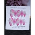 thumbnail image 2 of Ombre Baby Pink 3D Water Ripple And Floral Pattern 100% Handmade Press Nails Pearls Golden, 2 of 10