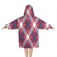 thumbnail image 2 of Red and Blue Star Argyle Pattern Blanket Hoodies for Kids 6-13YR Oversize Wearable Blanket Hoodies for Boys Girls Teens, 2 of 7