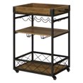 thumbnail image 1 of HOMCOM Bar Cart, Industrial Kitchen island Cart with 5-bottle Wine Rack & Stemware Holder and Removable Serving Tray, Rustic Brown, 1 of 10