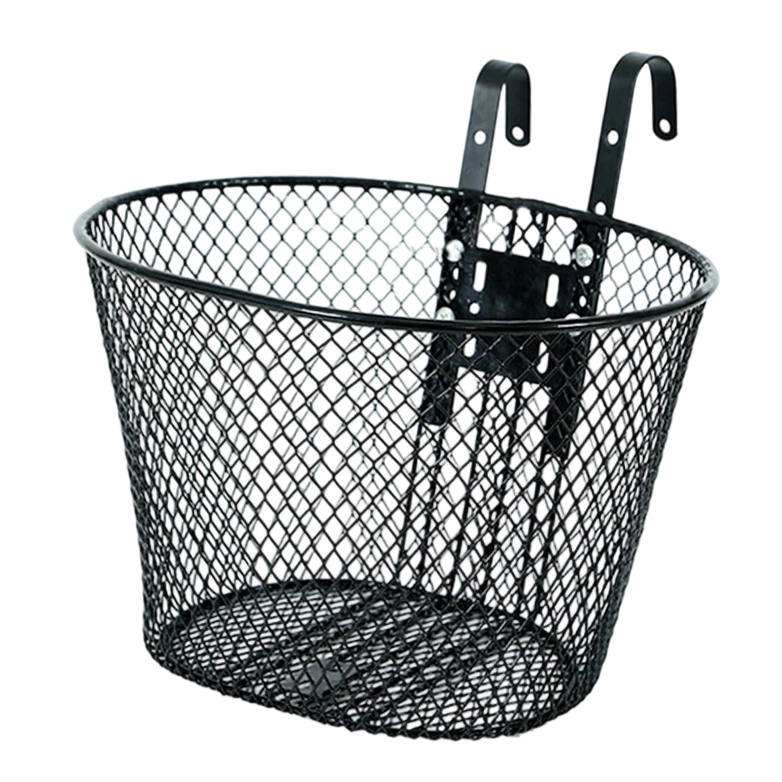 EHJRE Bike Front Basket Bicycle Front Handlebar Basket Sturdy Small Pet Dog Cat Carrier Hanging with Hooks for Beach Trips Shopping Black