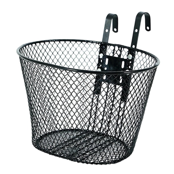 Cesta de bicicleta Cesta delantera Manillar de bicicleta Cesta de metal Desmontable Ajustable Negro