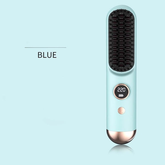 PONPRNGY Cordless Hair Straightener Brush for Travel - Portable Hot Comb thermal Brush Pro with Negative Ion for Women Girls