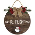 thumbnail image 1 of Eveokoki 12" Be Merrry Sign Christmas Decoration Wooden Christmas Wreaths for Front Door Christmas Decor for Home Wall Farmhouse Holiday Outdoor Indoor, 1 of 5