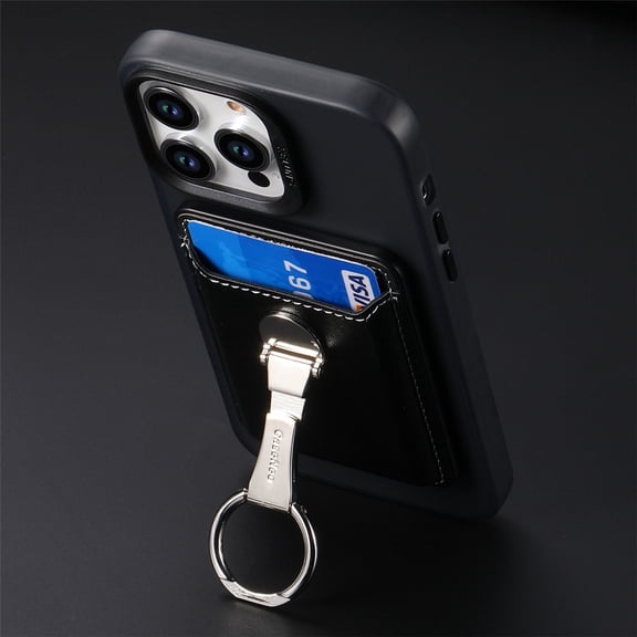 Magsafe Wallet with Ring Stand Holder, Cards Holder Wallet Compatible with Apple iPhone 15/ 15 Pro Max/ iPhone 14 Plus/ 14 Pro Max/ iPhone 13 Pro Max [Only Wallet No Case] - Black