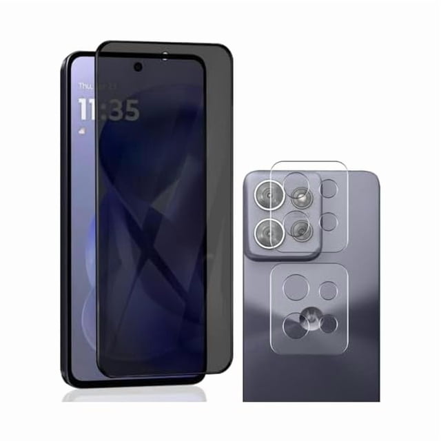 Chenchen 1 Pack Privacy Screen Protector for Motorola Moto G Power (2025) with 2 Pack Camera Lens Protector, 9H Hardness, Anti Spy Tempered Glass Film, Black Protector
