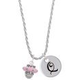 thumbnail image 1 of Delight Jewelry Silvertone Crystal Pink Spinner Silvertone Script Initial Disc - Q - Charm Necklace, 20"+3", 1 of 4