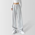 thumbnail image 2 of Ladies' Fashionable High Waisted Wide Leg Casual Straight Leg Sweatpants, 2 of 8