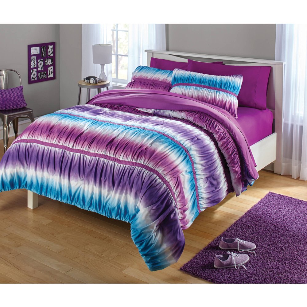 Your Zone Ruched Tie Dye Comforter Set, 1 Each