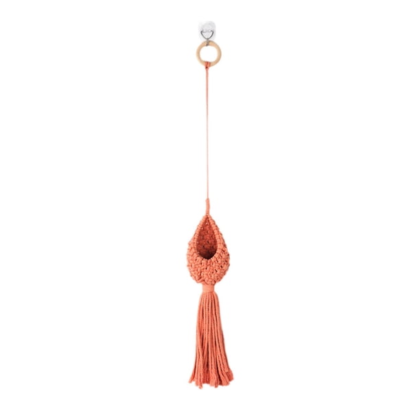 Macetero colgante de macramé tejido con cuerda de algodón para jardín y balcón. Naranja