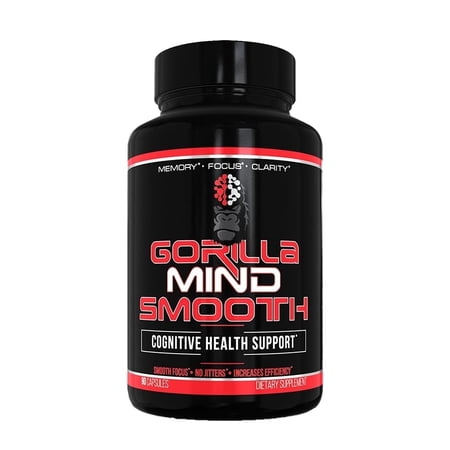 Gorilla Mind Smooth Cognitive Health Support  Stimulant Free Nootropic Formula for Productivity  Memory  Focus  and Mental Clarity  90 Capsules
