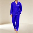 thumbnail image 4 of Mens Pajama Set Long Sleeve Button Down Top and Pants 2 Piece Loungewear Soft Relaxed Fit Mens Sleepwear Night Pjs Sets, 4 of 6