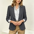 thumbnail image 5 of hoksml Women's Ruched 3/4 Sleeve Blazer, Shawl Lapel One-Button Open Front Jacket, Casual Work Office Blazer, 5 of 9