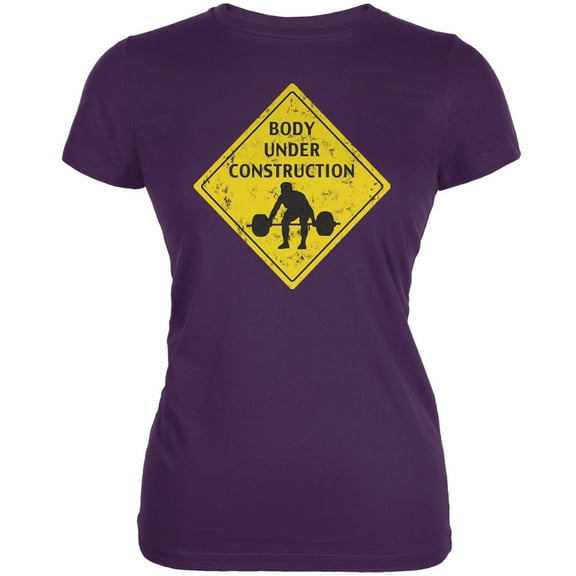 Body Under Construction Funny Purple Juniors Soft T-Shirt - 2X-Large