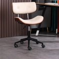 thumbnail image 1 of PU Leather Computer Chair Home Office Chair Lift Swivel Armless Study Comfortable Simple Backrest Seat Bedroom Dormitory Chair My Lux Decor Round, 1 of 14