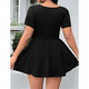 thumbnail image 4 of Vestido Mini para Mujer, Escote Cuadrado, Corta, Dobladillo con Volantes y Pantalones Cortos Incorporados, Negro, Talla M, 4 of 10
