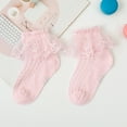 thumbnail image 2 of Zanarzt Little Girl Ruffle Socks Toddler Socks Floor Socks Summer Socks Thin Breathable Autumn Solid Color Lace Fashion Pink,6-8 Years, 2 of 4