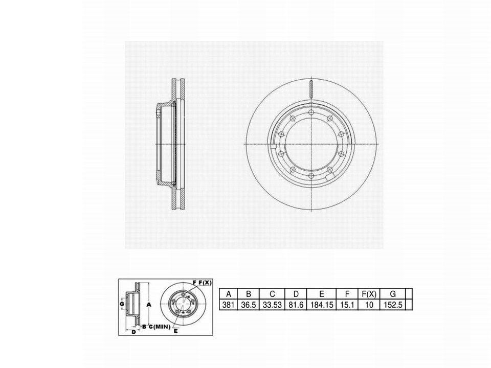 Winstop Brake Rotor, Front WS243700, International 3800 2003-1998