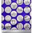 thumbnail image 1 of Soimoi Blue polyester Crepe Fabric Different City Monuments Architectural Decor Fabric Printed Yard 42 Inch Wide, 1 of 3