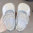 thumbnail image 4 of GiLiling Girls Mary Jane Dress Flats, Rhinestone Double Strap PU Upper, Lightweight Comfortable Princess Ballet Flats (Silver, 5.5-6 Years), 4 of 4